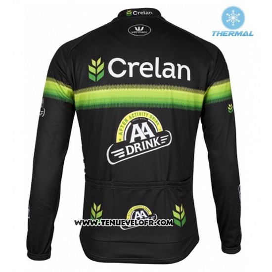 2016 Maillot Ciclismo Crelan AA Vert et Blanc Manches Longues et Cuissard